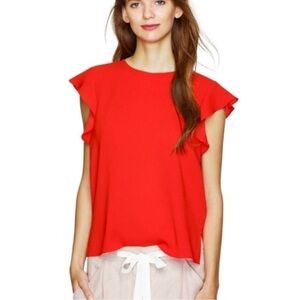 Babaton red Chaplin flutter sleeve crepe blouse XXS